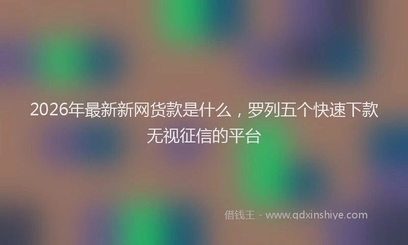 2026年最新新网货款是什么，罗列五个快速下款无视征信的平台