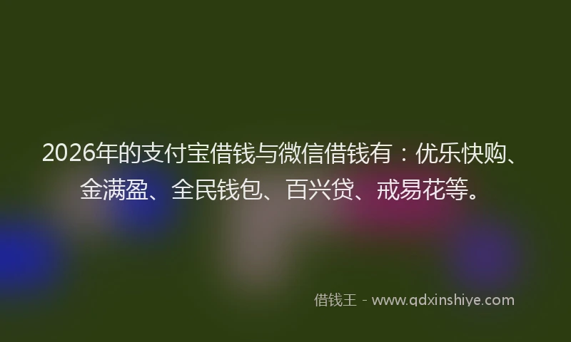 2026年的支付宝借钱与微信借钱有：优乐快购、金满盈、全民钱包、百兴贷、戒易花等。