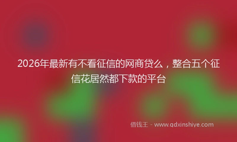 2026年最新有不看征信的网商贷么，整合五个征信花居然都下款的平台