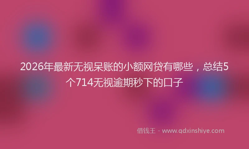 2026年最新无视呆账的小额网贷有哪些，总结5个714无视逾期秒下的口子