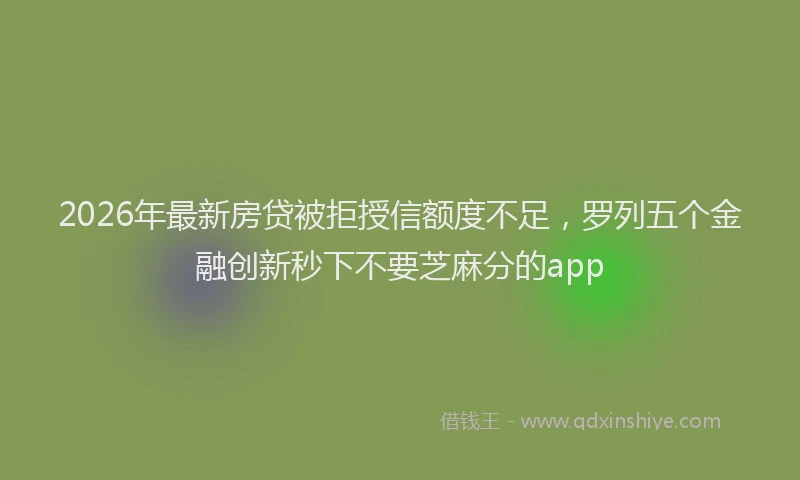 2026年最新房贷被拒授信额度不足，罗列五个金融创新秒下不要芝麻分的app