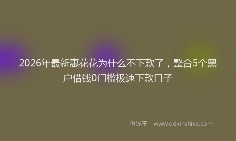 2026年最新惠花花为什么不下款了，整合5个黑户借钱0门槛极速下款口子
