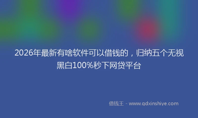 2026年最新有啥软件可以借钱的，归纳五个无视黑白100%秒下网贷平台