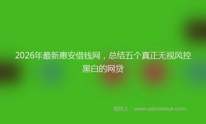2026年最新惠安借钱网，总结五个真正无视风控黑白的网贷