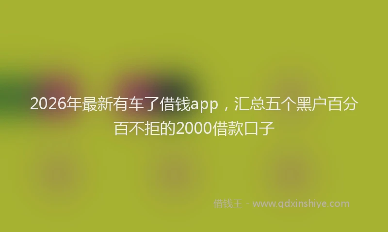 2026年最新有车了借钱app，汇总五个黑户百分百不拒的2000借款口子