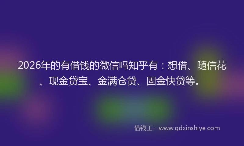 2026年的有借钱的微信吗知乎有：想借、随信花、现金贷宝、金满仓贷、固金快贷等。