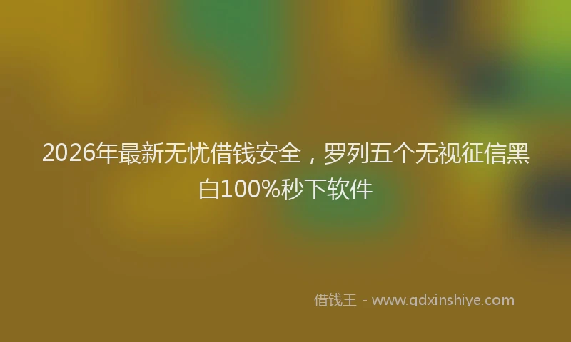 2026年最新无忧借钱安全，罗列五个无视征信黑白100%秒下软件