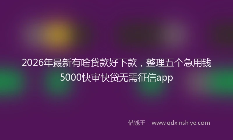 2026年最新有啥贷款好下款，整理五个急用钱5000快审快贷无需征信app