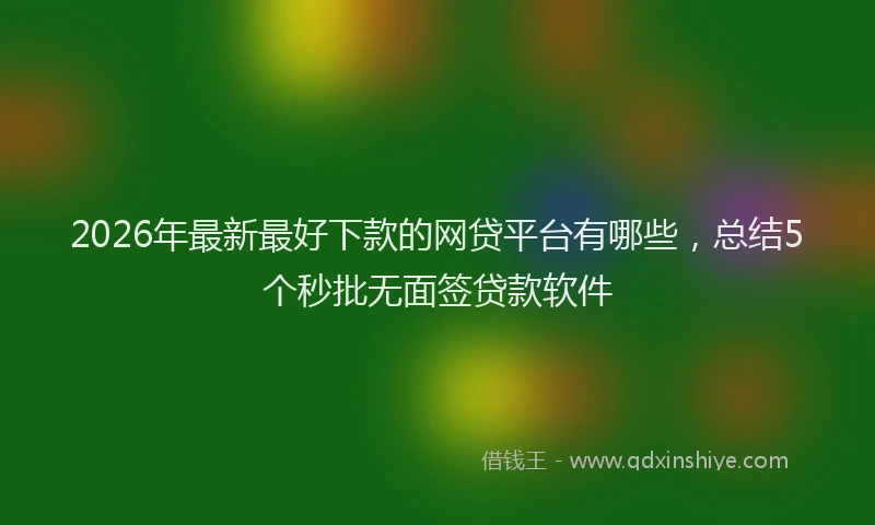 2026年最新最好下款的网贷平台有哪些，总结5个秒批无面签贷款软件