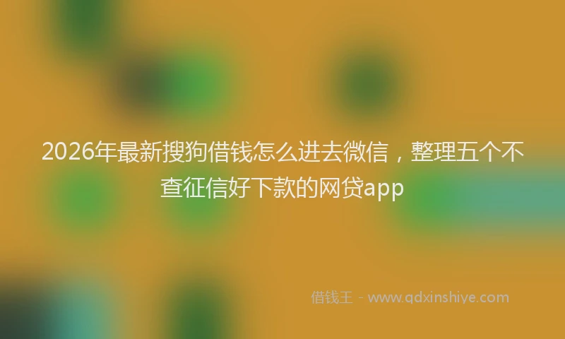 2026年最新搜狗借钱怎么进去微信，整理五个不查征信好下款的网贷app