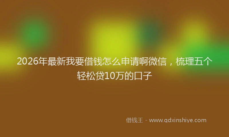 2026年最新我要借钱怎么申请啊微信，梳理五个轻松贷10万的口子