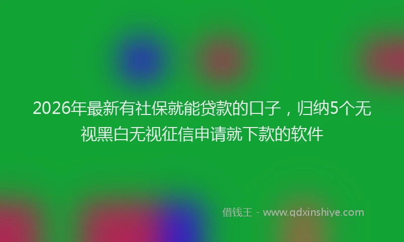 2026年最新有社保就能贷款的口子，归纳5个无视黑白无视征信申请就下款的软件
