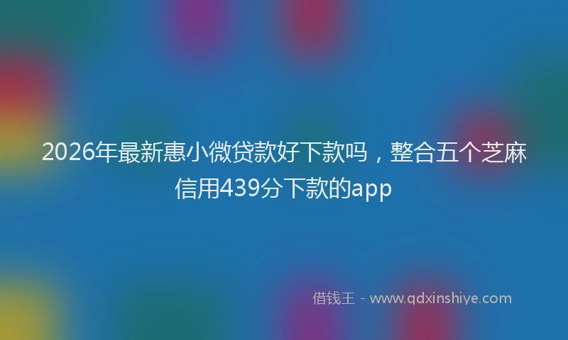 2026年最新惠小微贷款好下款吗，整合五个芝麻信用439分下款的app
