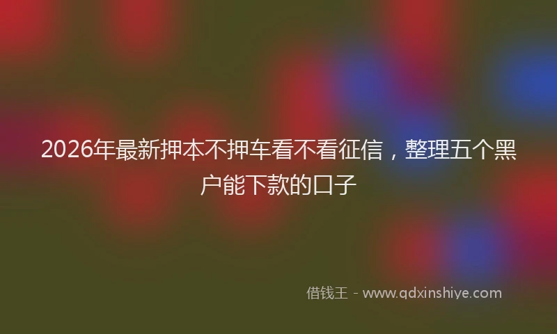2026年最新押本不押车看不看征信，整理五个黑户能下款的口子