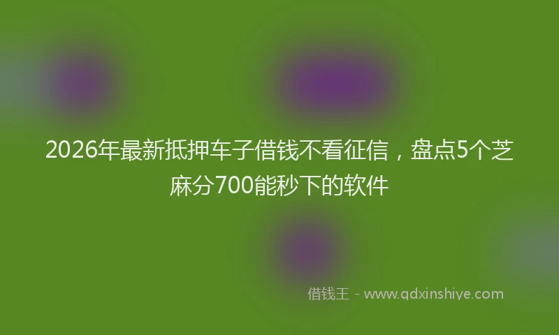 2026年最新抵押车子借钱不看征信，盘点5个芝麻分700能秒下的软件