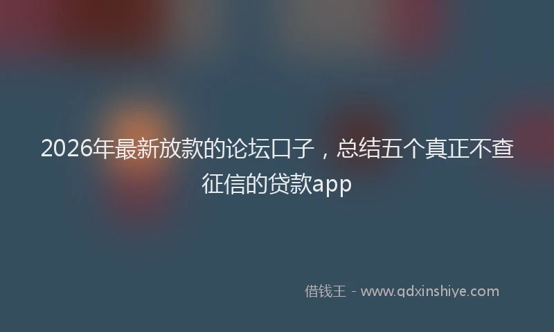 2026年最新放款的论坛口子，总结五个真正不查征信的贷款app