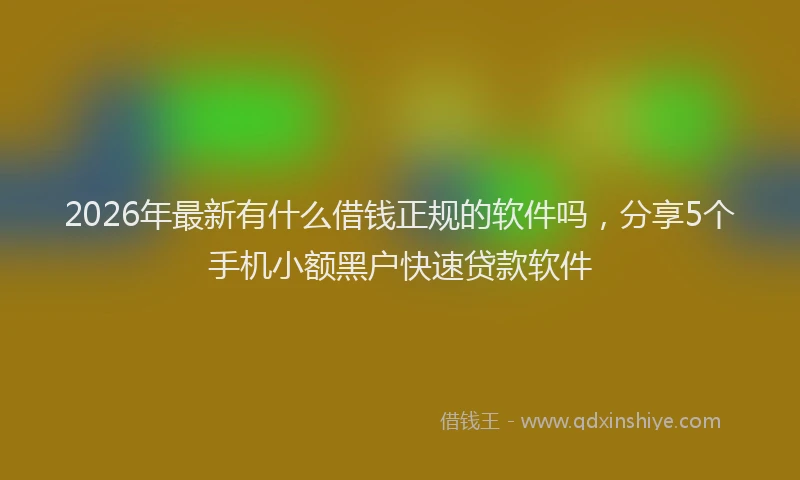 2026年最新有什么借钱正规的软件吗，分享5个手机小额黑户快速贷款软件