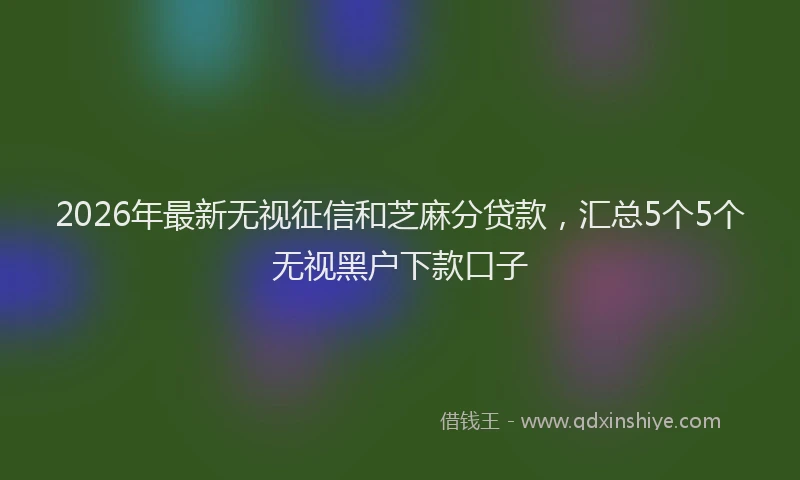 2026年最新无视征信和芝麻分贷款，汇总5个5个无视黑户下款口子