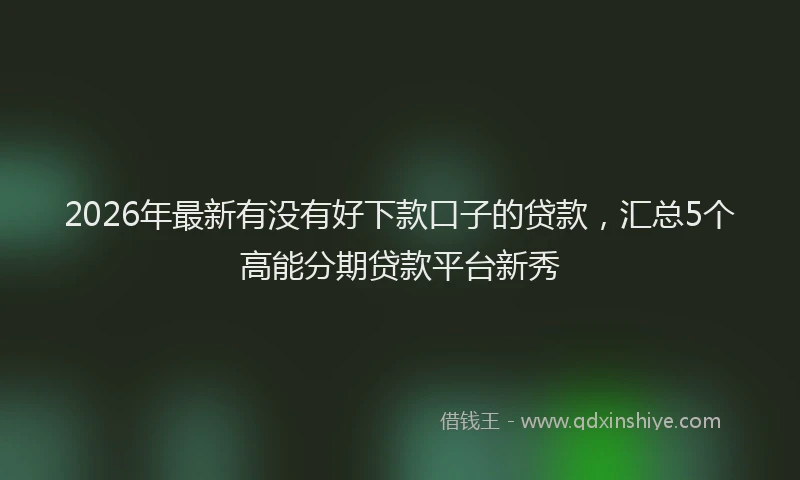 2026年最新有没有好下款口子的贷款，汇总5个高能分期贷款平台新秀