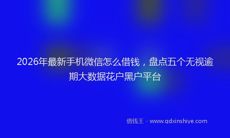 2026年最新手机微信怎么借钱，盘点五个无视逾期大数据花户黑户平台