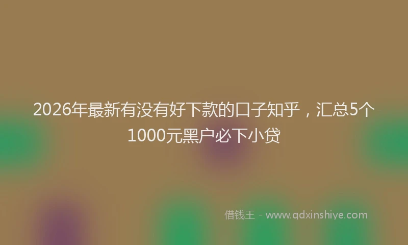 2026年最新有没有好下款的口子知乎，汇总5个1000元黑户必下小贷