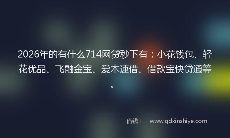 2026年的有什么714网贷秒下有：小花钱包、轻花优品、飞融金宝、爱木速借、借款宝快贷通等。