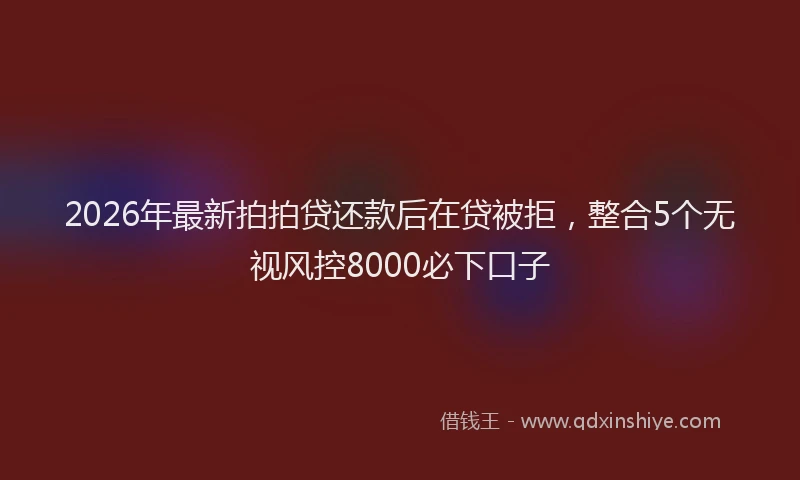 2026年最新拍拍贷还款后在贷被拒，整合5个无视风控8000必下口子