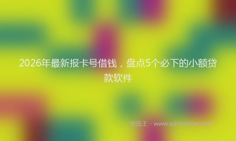 2026年最新报卡号借钱，盘点5个必下的小额贷款软件