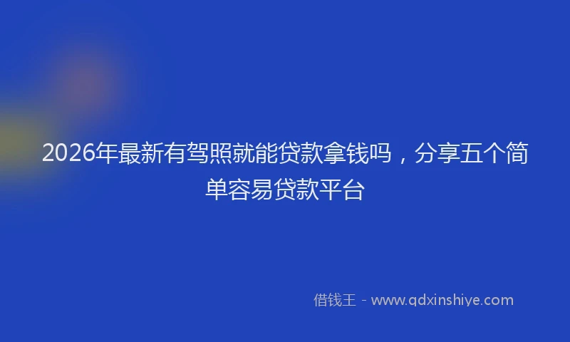 2026年最新有驾照就能贷款拿钱吗，分享五个简单容易贷款平台