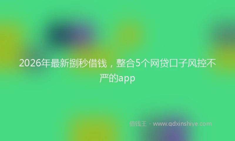 2026年最新捌秒借钱，整合5个网贷口子风控不严的app