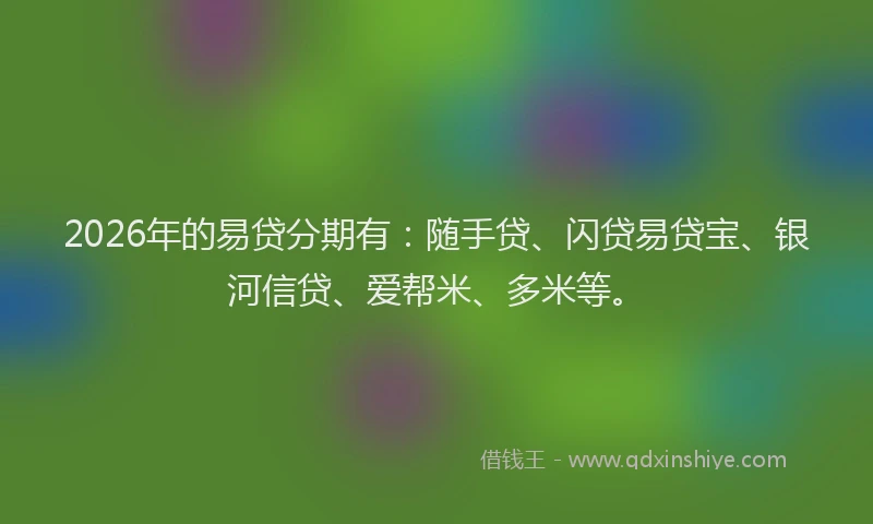 2026年的易贷分期有：随手贷、闪贷易贷宝、银河信贷、爱帮米、多米等。