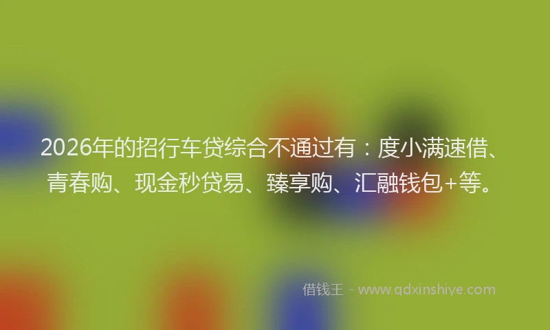 2026年的招行车贷综合不通过有：度小满速借、青春购、现金秒贷易、臻享购、汇融钱包+等。
