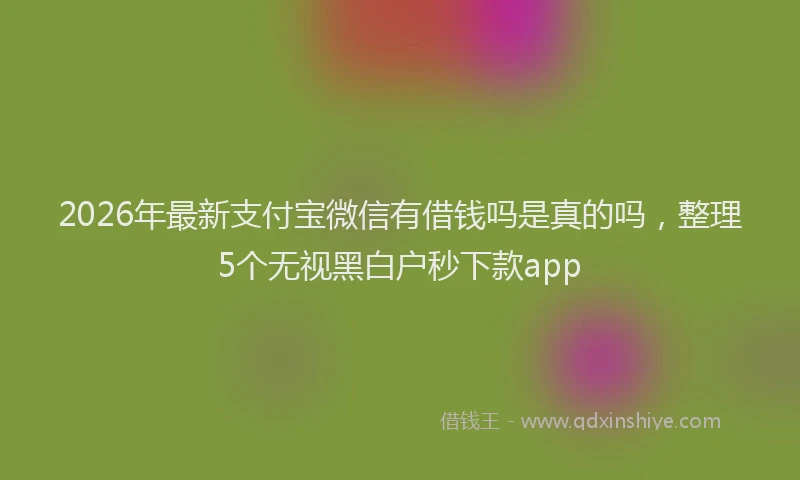 2026年最新支付宝微信有借钱吗是真的吗，整理5个无视黑白户秒下款app