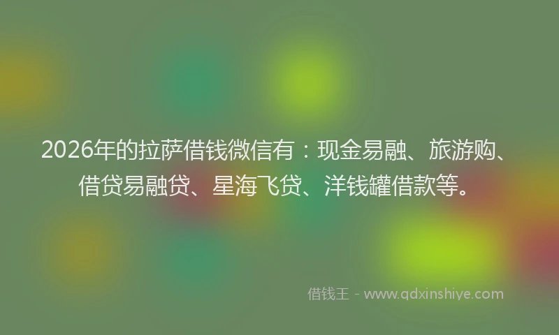 2026年的拉萨借钱微信有：现金易融、旅游购、借贷易融贷、星海飞贷、洋钱罐借款等。
