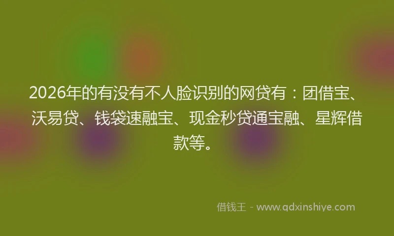 2026年的有没有不人脸识别的网贷有：团借宝、沃易贷、钱袋速融宝、现金秒贷通宝融、星辉借款等。