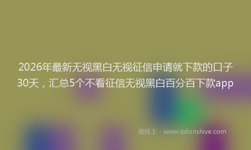 2026年最新无视黑白无视征信申请就下款的口子30天，汇总5个不看征信无视黑白百分百下款app