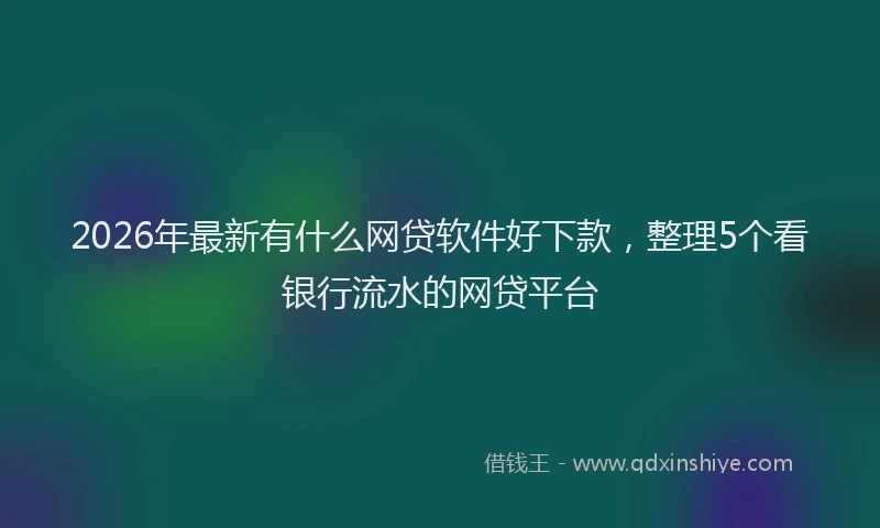 2026年最新有什么网贷软件好下款，整理5个看银行流水的网贷平台