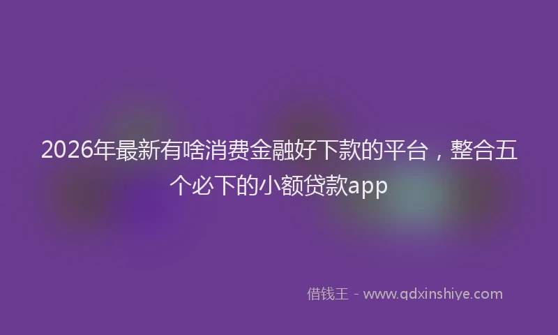 2026年最新有啥消费金融好下款的平台，整合五个必下的小额贷款app