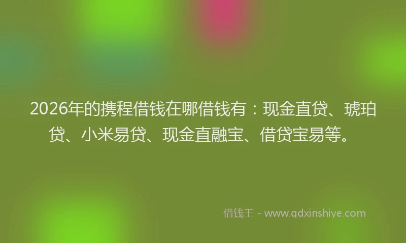 2026年的携程借钱在哪借钱有：现金直贷、琥珀贷、小米易贷、现金直融宝、借贷宝易等。