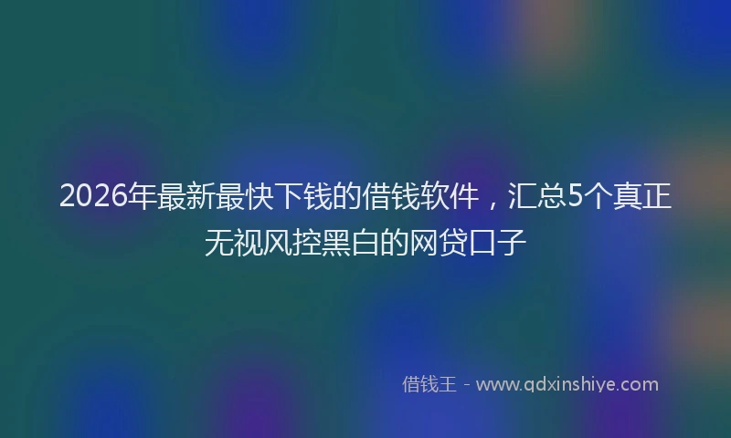 2026年最新最快下钱的借钱软件，汇总5个真正无视风控黑白的网贷口子