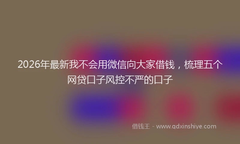 2026年最新我不会用微信向大家借钱，梳理五个网贷口子风控不严的口子