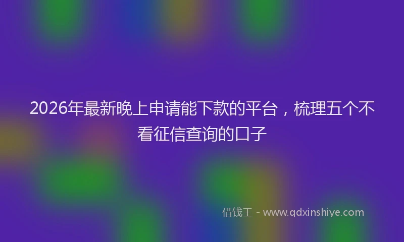 2026年最新晚上申请能下款的平台，梳理五个不看征信查询的口子