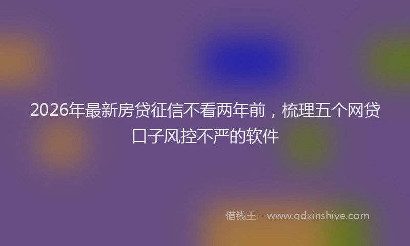 2026年最新房贷征信不看两年前，梳理五个网贷口子风控不严的软件
