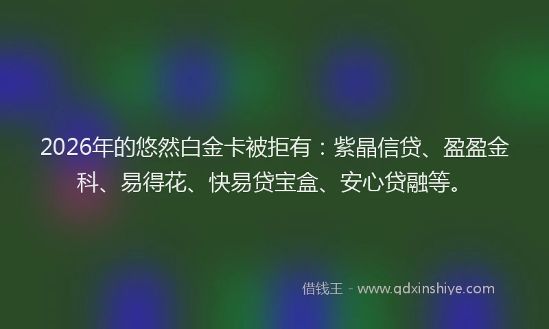 2026年的悠然白金卡被拒有：紫晶信贷、盈盈金科、易得花、快易贷宝盒、安心贷融等。