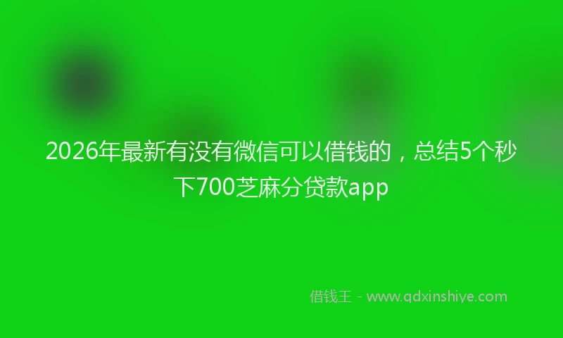 2026年最新有没有微信可以借钱的，总结5个秒下700芝麻分贷款app