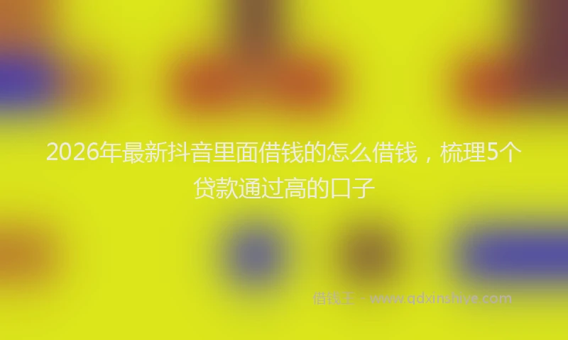 2026年最新抖音里面借钱的怎么借钱，梳理5个贷款通过高的口子
