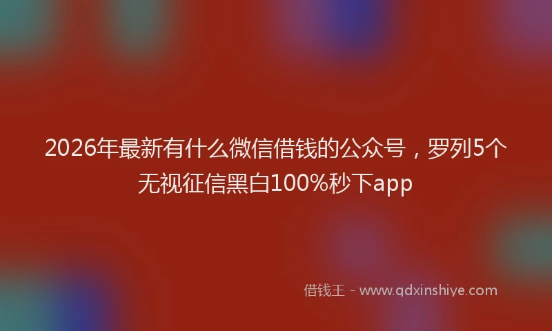 2026年最新有什么微信借钱的公众号，罗列5个无视征信黑白100%秒下app