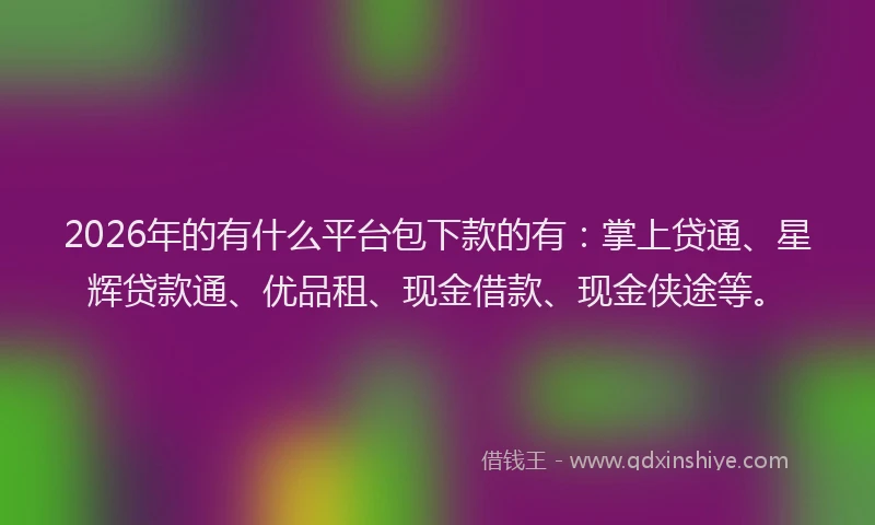 2026年的有什么平台包下款的有：掌上贷通、星辉贷款通、优品租、现金借款、现金侠途等。