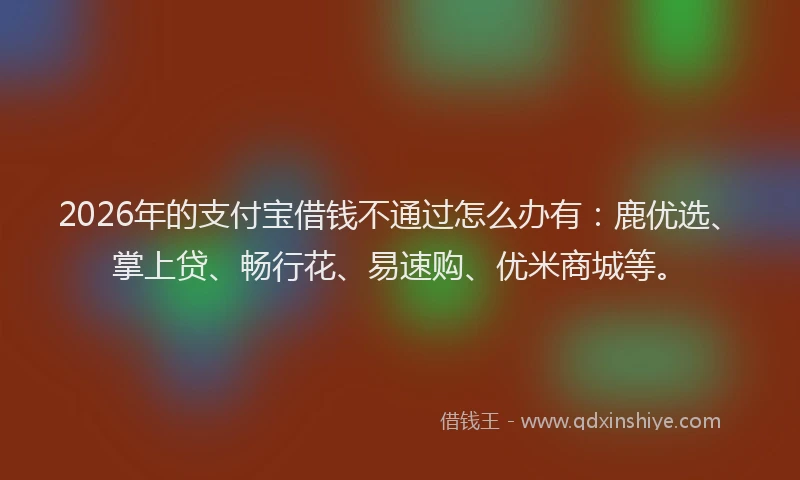 2026年的支付宝借钱不通过怎么办有：鹿优选、掌上贷、畅行花、易速购、优米商城等。