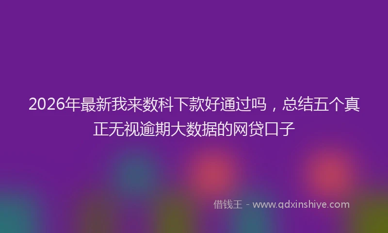 2026年最新我来数科下款好通过吗，总结五个真正无视逾期大数据的网贷口子